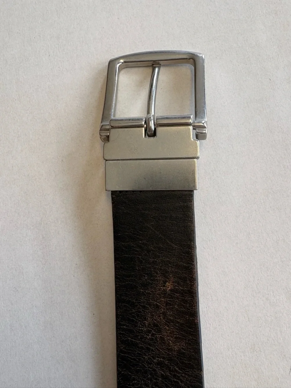 Eddie Bauer Reversible Leather Belt Brown Black Silver Buckle